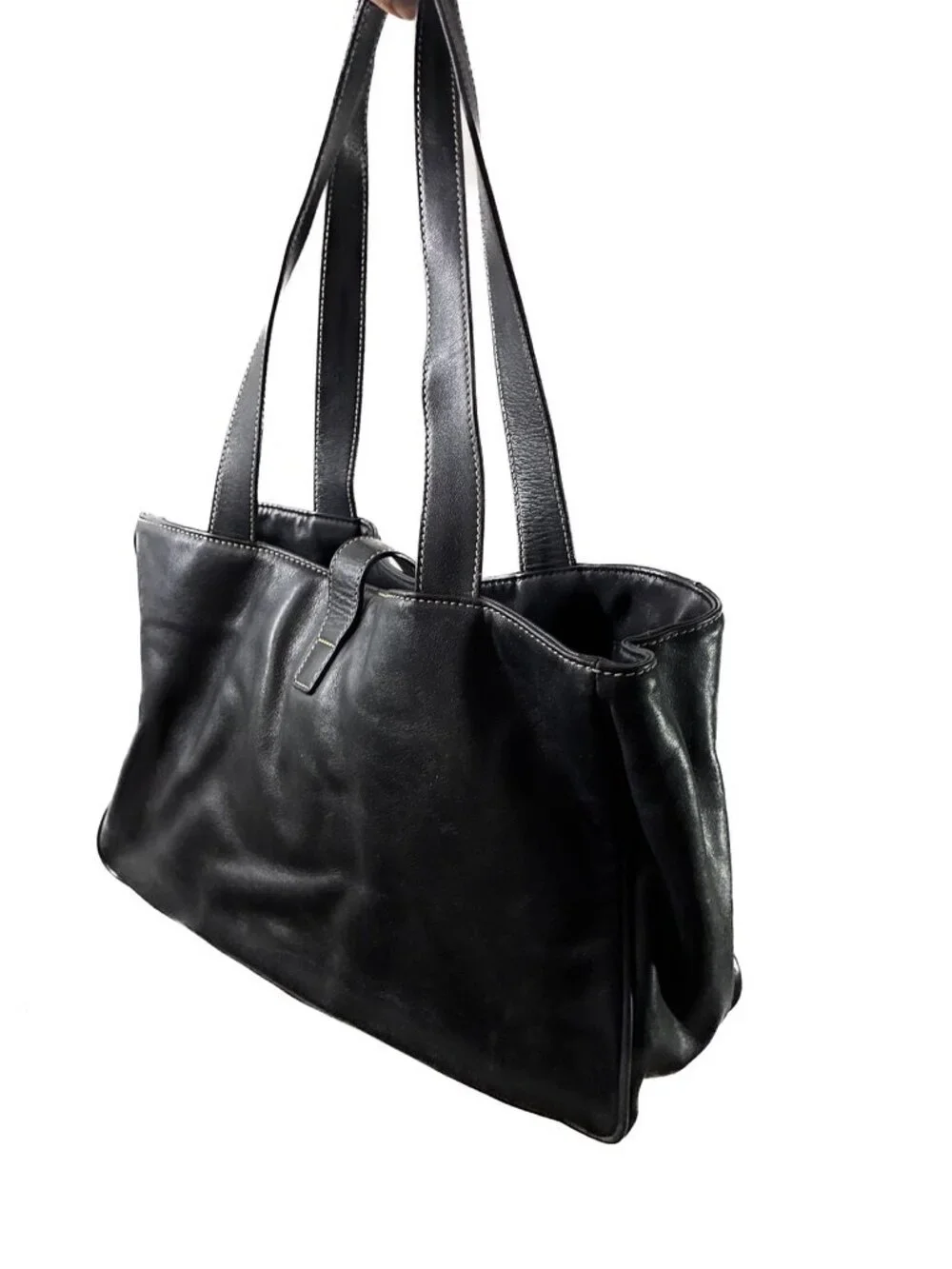 Vintage Lauren Ralph Lauren Black Glove Leather Shopper Tote Bag